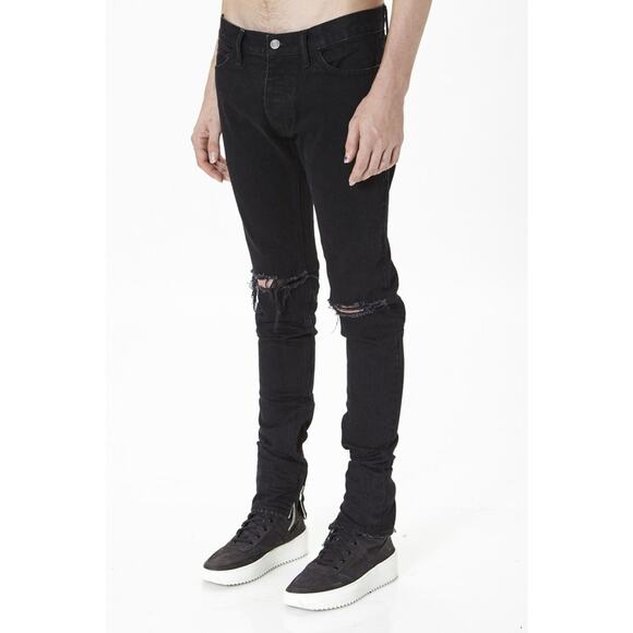 Fear Of God Fourth Collection 2015-2016 Ankle Zip Black Jeans Ripped 29 - Picture 1 of 16